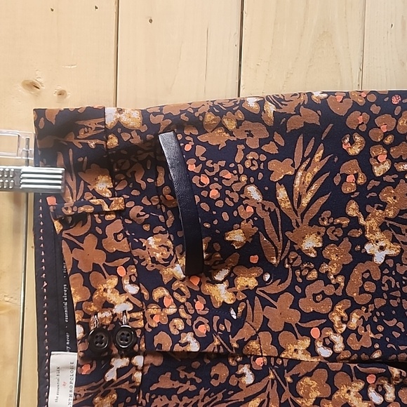 Anthropologie The Essential Slim Floral Pant Faux Leather Trim Pockets Size 2 - Picture 5 of 8